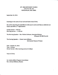 Mt Sinai Pastor Johnny and Hattie Williams 2nd Appreciation invite thumbnail